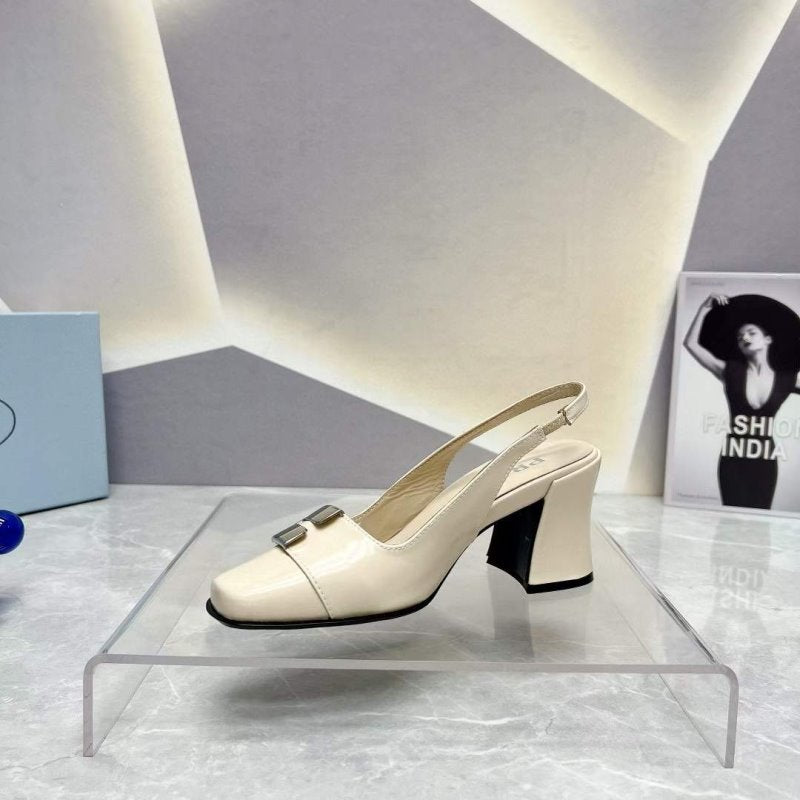 Prada Square head back empty thick single Shoes SH00095