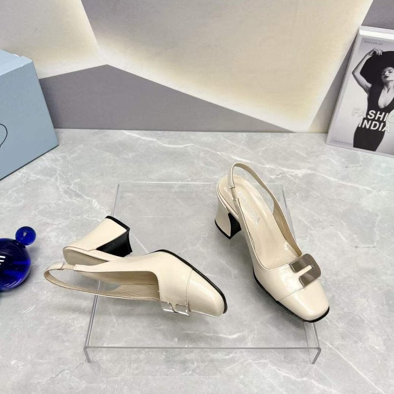 Prada Square head back empty thick single Shoes SH00095
