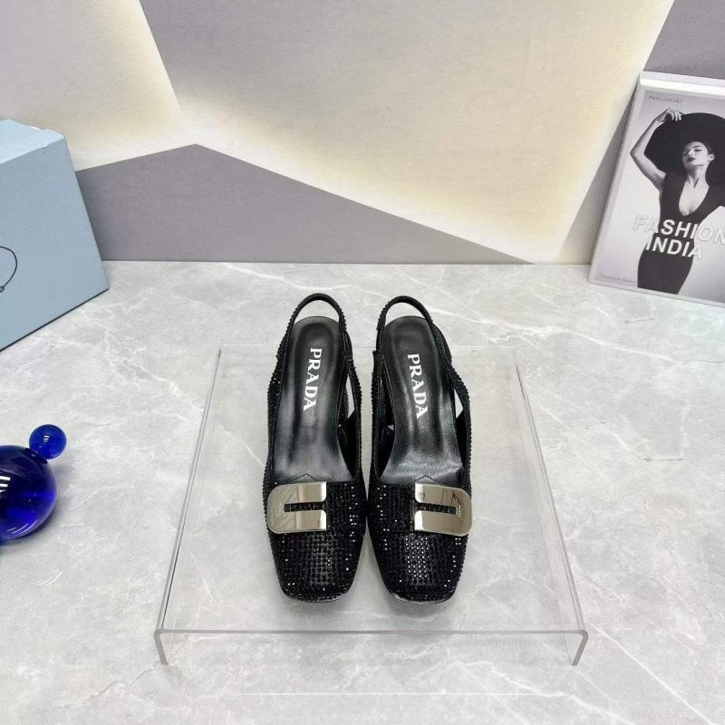 Prada Square head back empty thick single Shoes SH00100