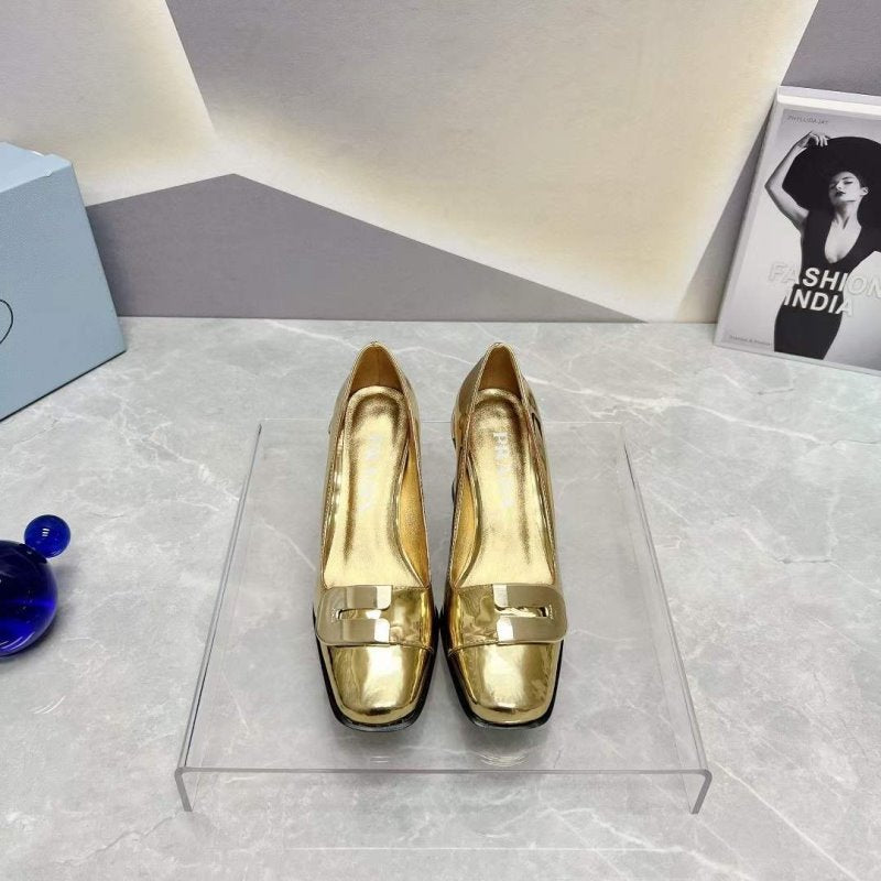 Prada Square head back empty thick single Shoes SH00101