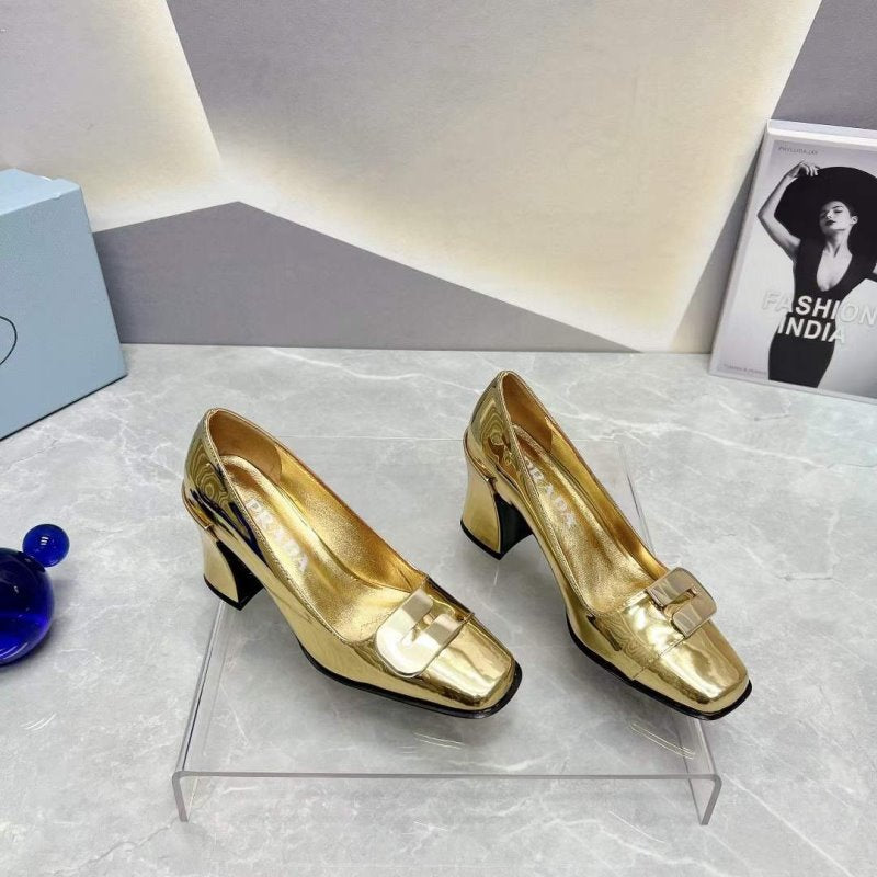 Prada Square head back empty thick single Shoes SH00101