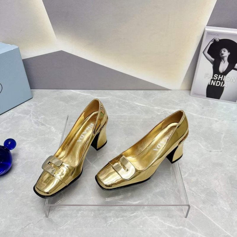 Prada Square head back empty thick single Shoes SH00101