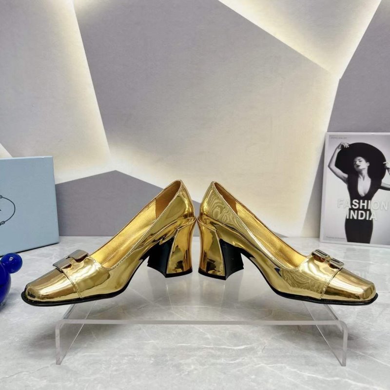 Prada Square head back empty thick single Shoes SH00101