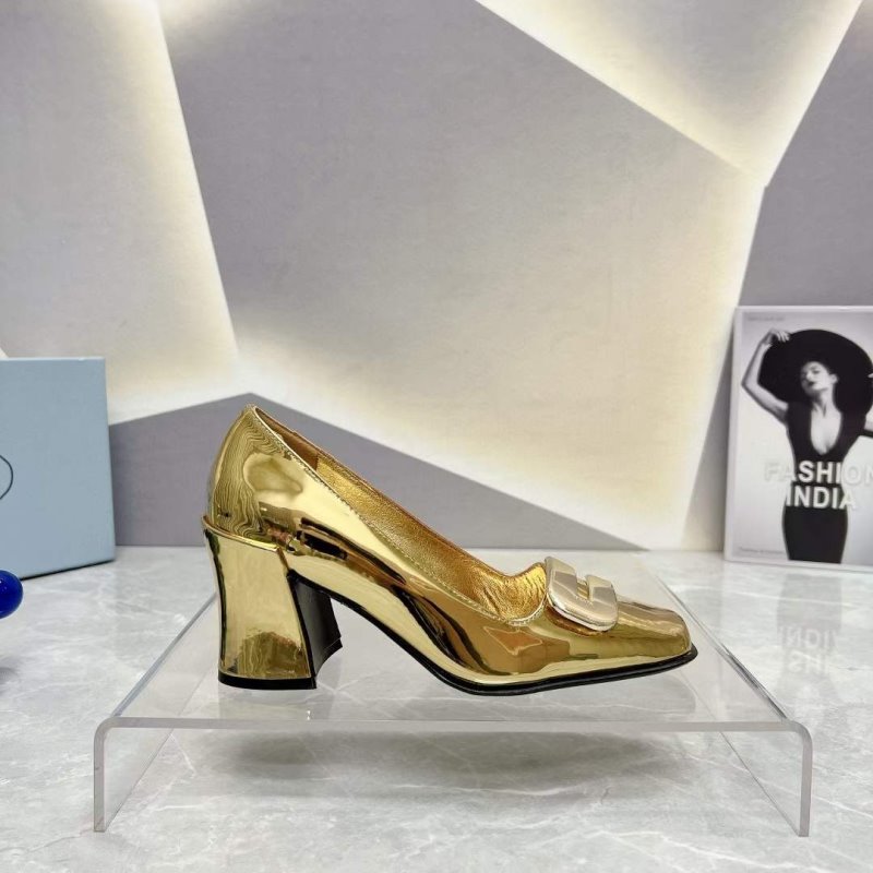 Prada Square head back empty thick single Shoes SH00101
