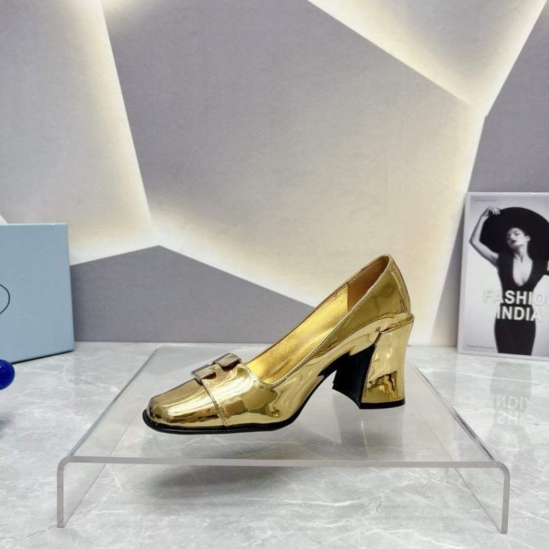 Prada Square head back empty thick single Shoes SH00101