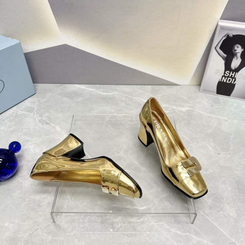 Prada Square head back empty thick single Shoes SH00101