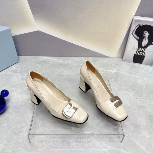 Prada Square head back empty thick single Shoes SH00103