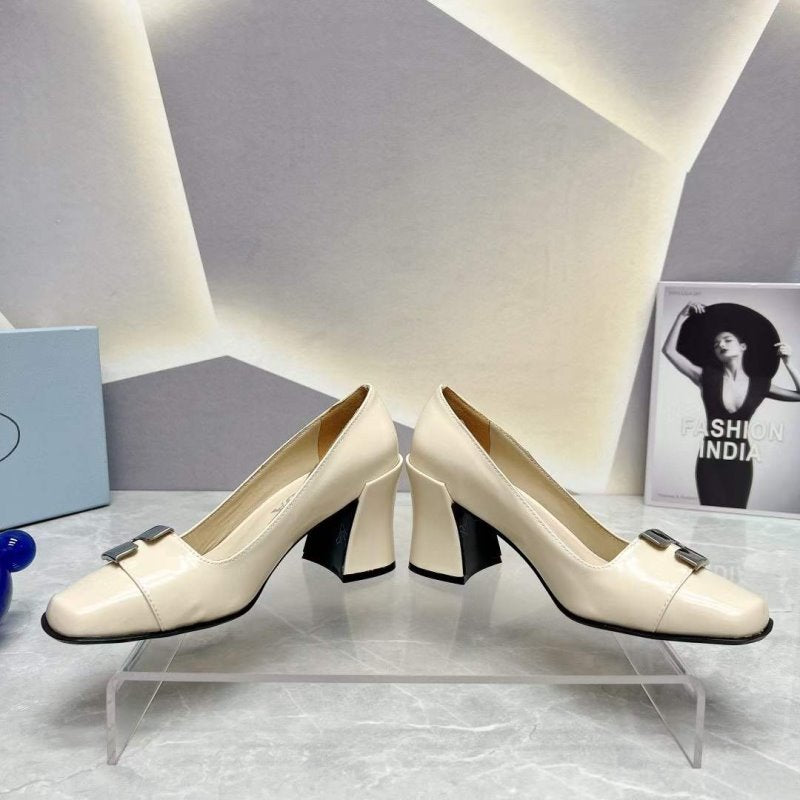 Prada Square head back empty thick single Shoes SH00103