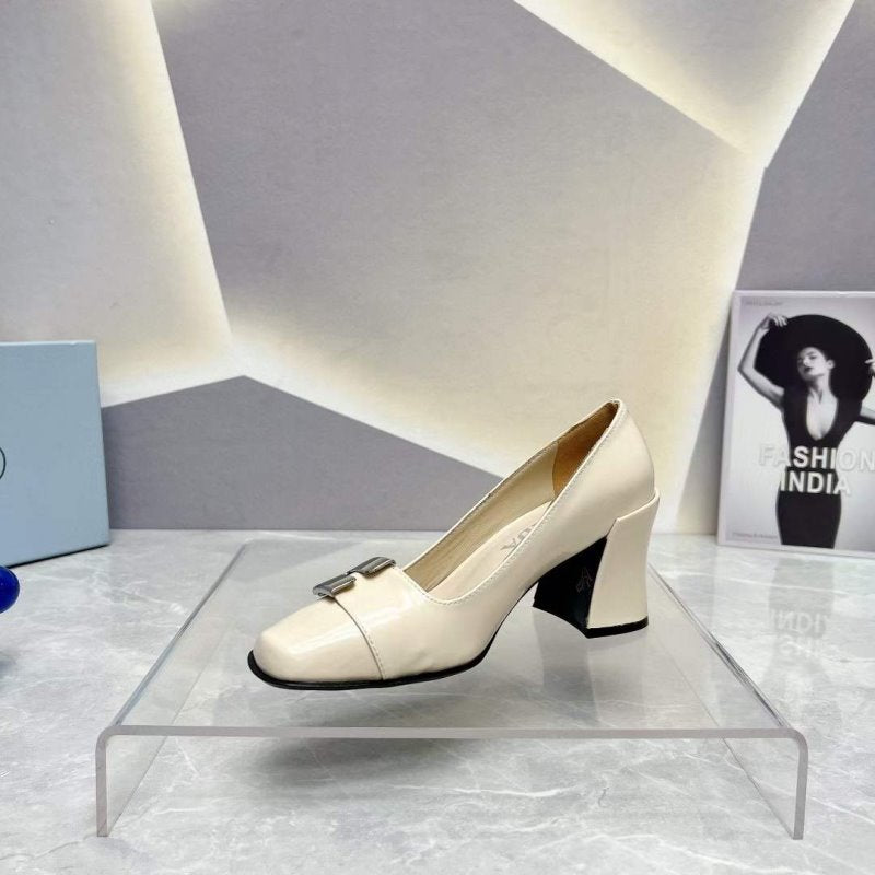 Prada Square head back empty thick single Shoes SH00103