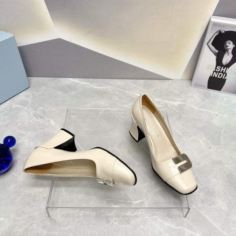 Prada Square head back empty thick single Shoes SH00103