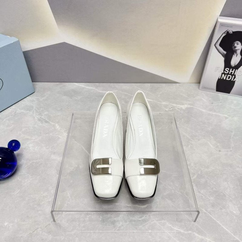 Prada Square head back empty thick single Shoes SH00104