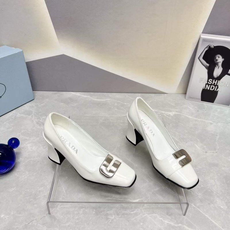 Prada Square head back empty thick single Shoes SH00104