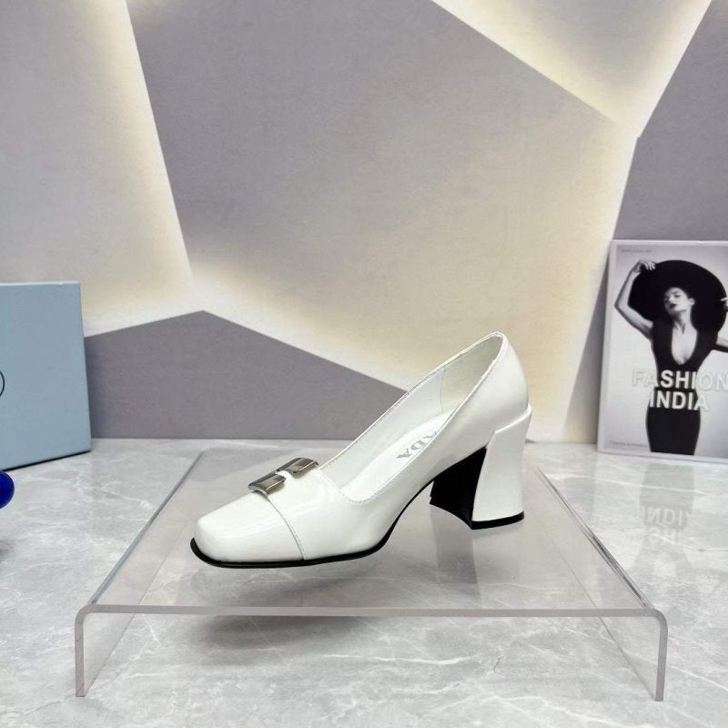 Prada Square head back empty thick single Shoes SH00104