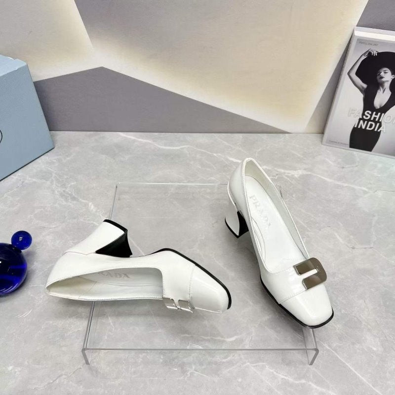 Prada Square head back empty thick single Shoes SH00104