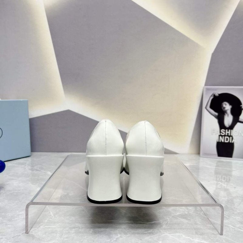 Prada Square head back empty thick single Shoes SH00104