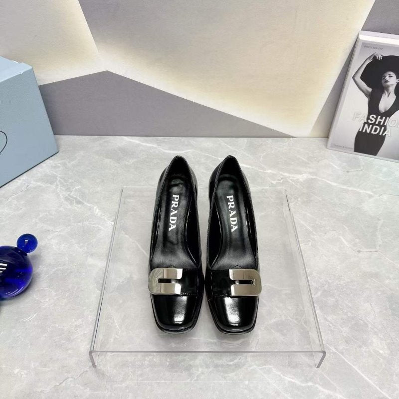 Prada Square head back empty thick single Shoes SH00105