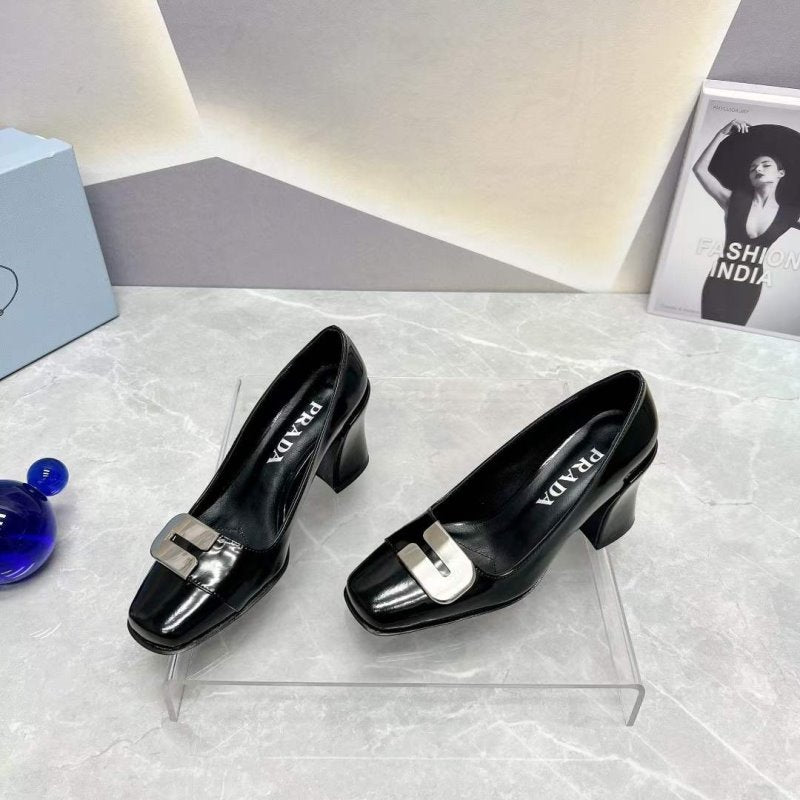 Prada Square head back empty thick single Shoes SH00105