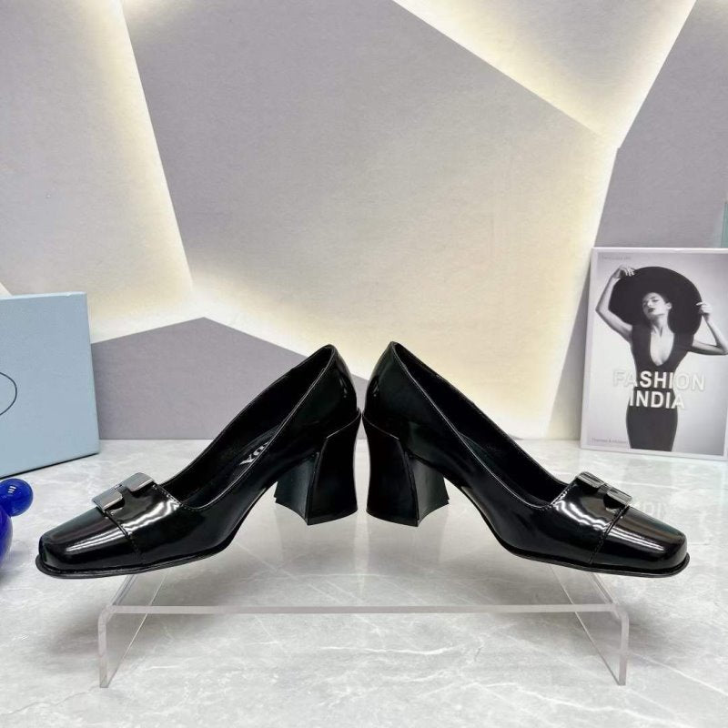 Prada Square head back empty thick single Shoes SH00105