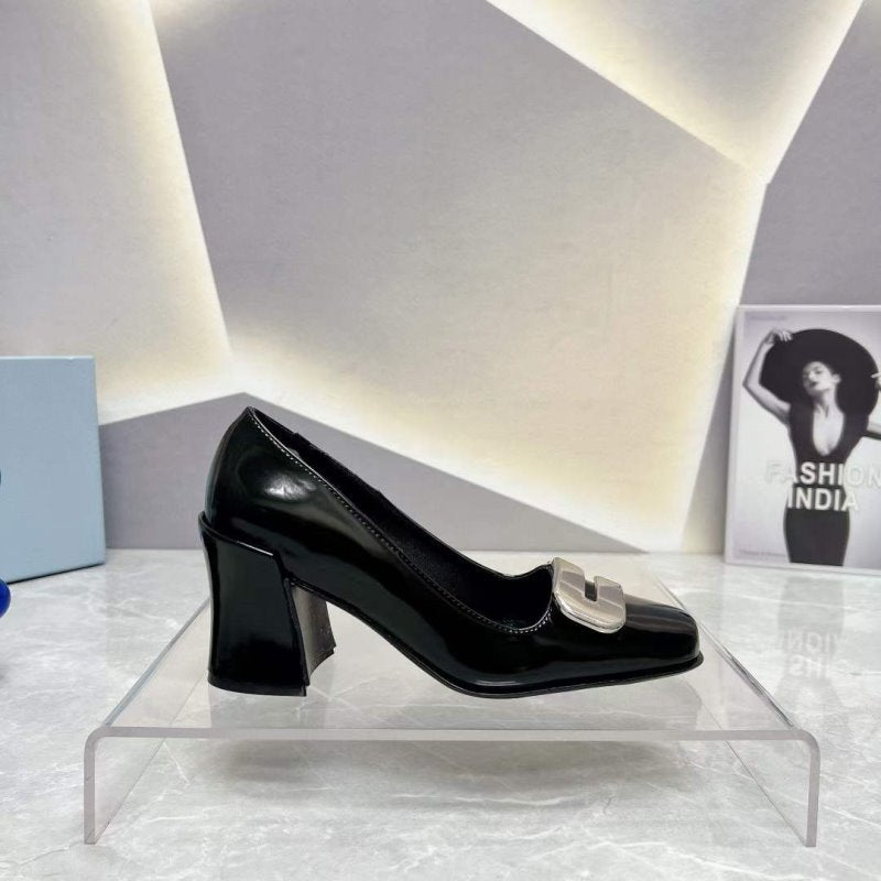 Prada Square head back empty thick single Shoes SH00105