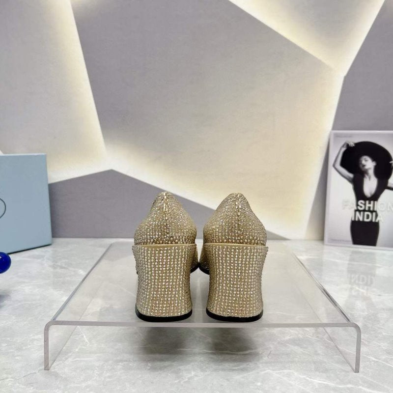 Prada Square head back empty thick single Shoes SH00106