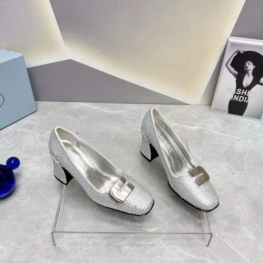 Prada Square head back empty thick single Shoes SH00107