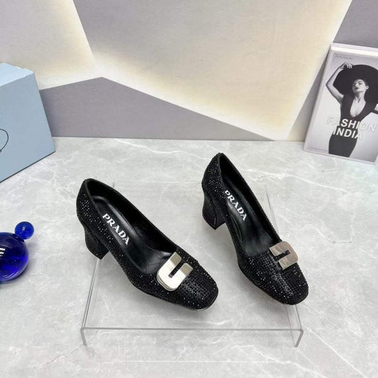 Prada Square head back empty thick single Shoes SH00108
