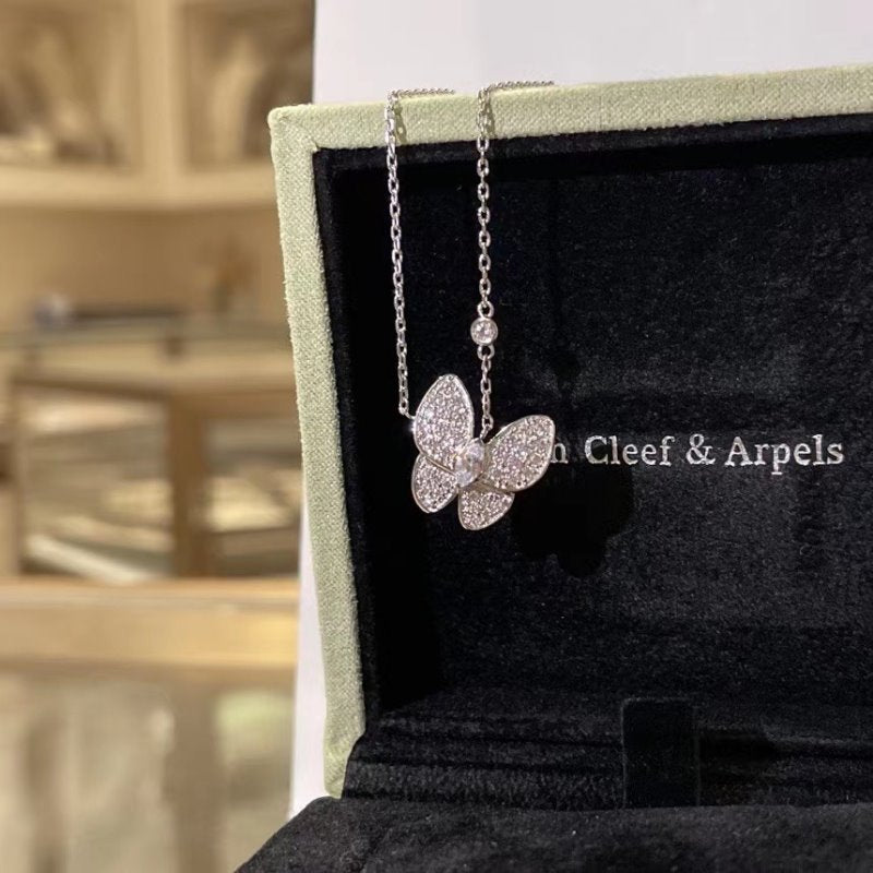 Van Cleef and Arpels Butterfly Full Diamond Necklace JWL00779