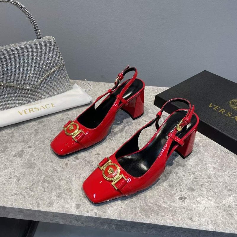 Versace Square Head Heeled Sandals SHS05147