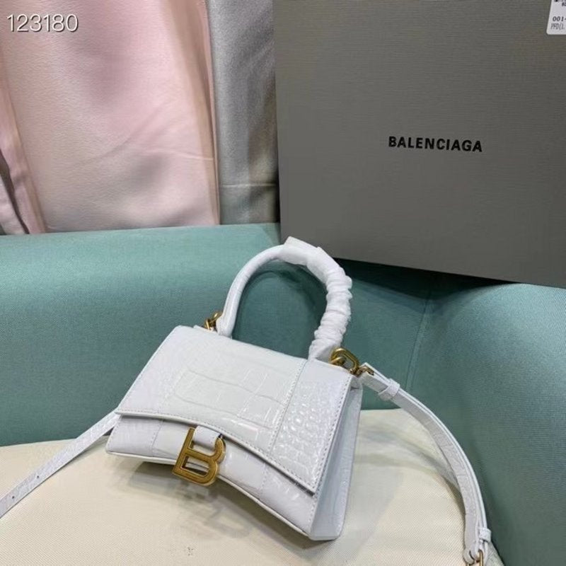 Balenciaga White Hourglass Tote Bag BLCG0203