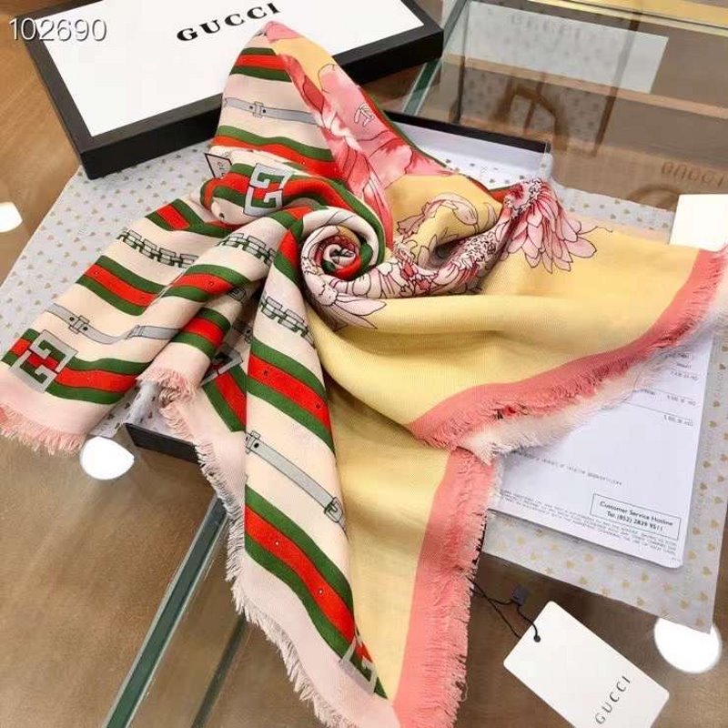 Gucci Wool and Silk Square Scarf SS001074