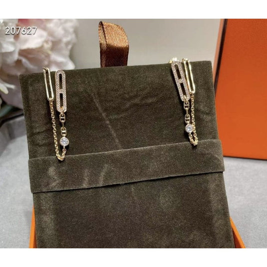 Hermes  Farandole Pig Nose Chain Stud Earrings JWLH0026