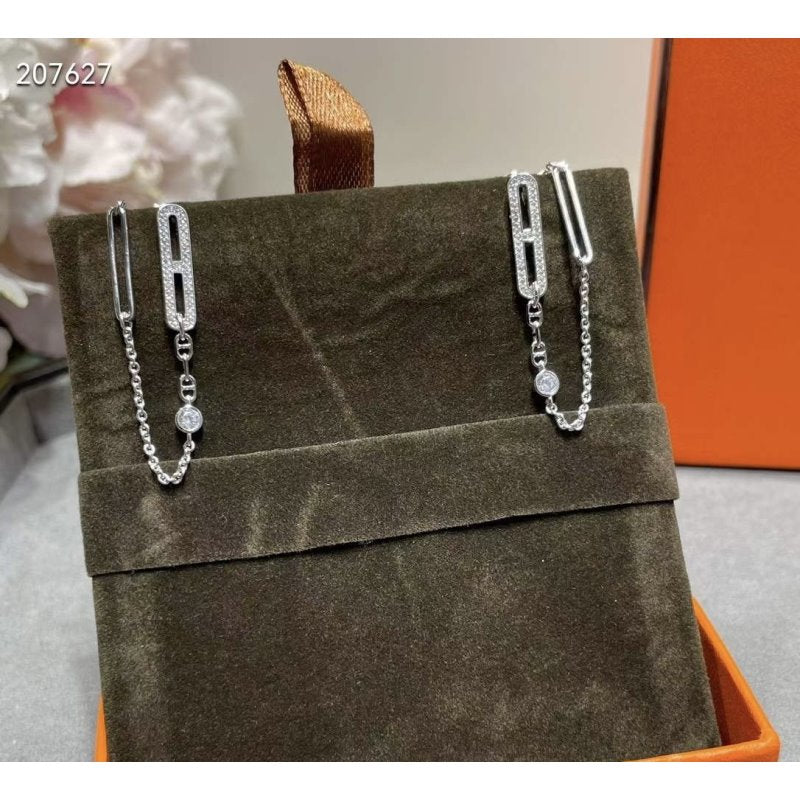Hermes  Farandole Pig Nose Chain Stud Earrings JWLH0026