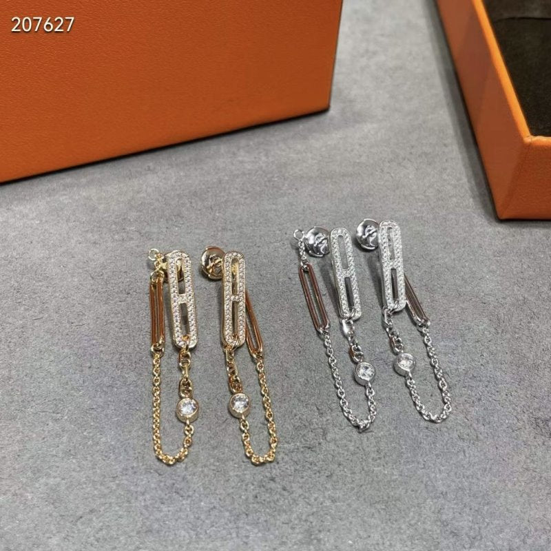 Hermes  Farandole Pig Nose Chain Stud Earrings JWLH0026