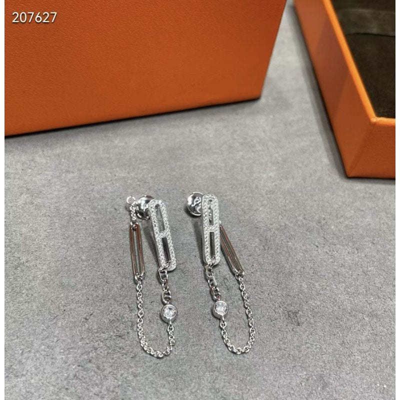 Hermes  Farandole Pig Nose Chain Stud Earrings JWLH0026