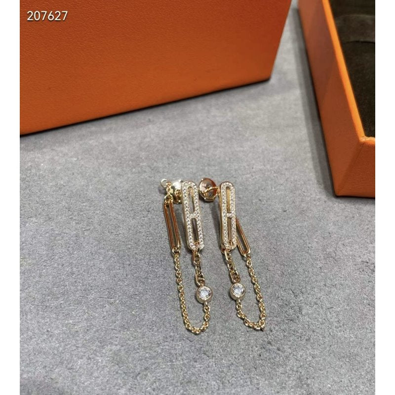 Hermes  Farandole Pig Nose Chain Stud Earrings JWLH0026