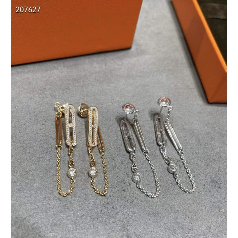 Hermes  Farandole Pig Nose Chain Stud Earrings JWLH0026