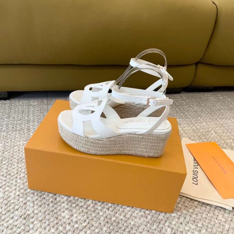 Louis Viutton Hollow Straw Wedge Sandals SH010387