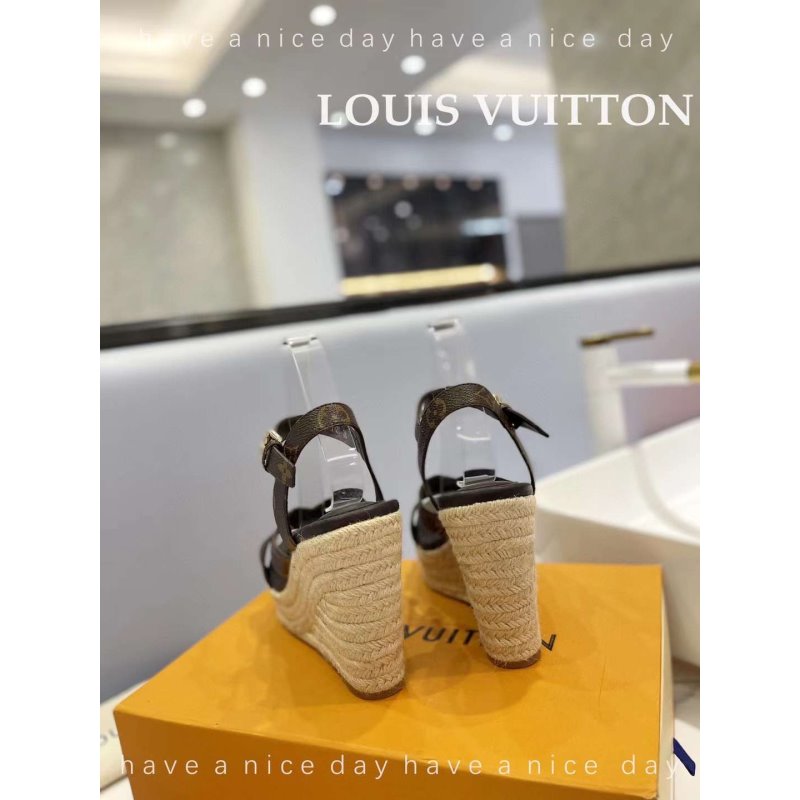 Louis Viutton Hollow Straw Wedge Sandals SH010390