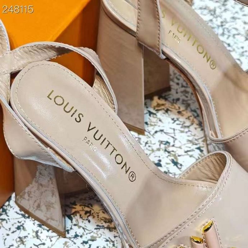 Louis Viutton Thick High Heeled Slippers SH010433
