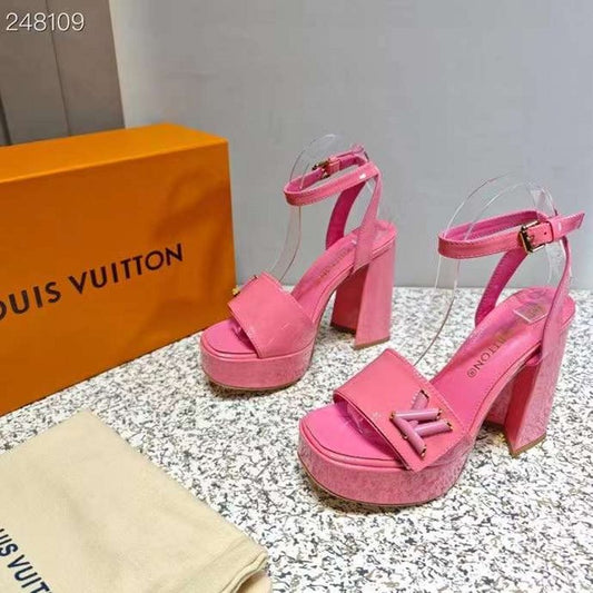 Louis Viutton Thick High Heeled Slippers SH010436