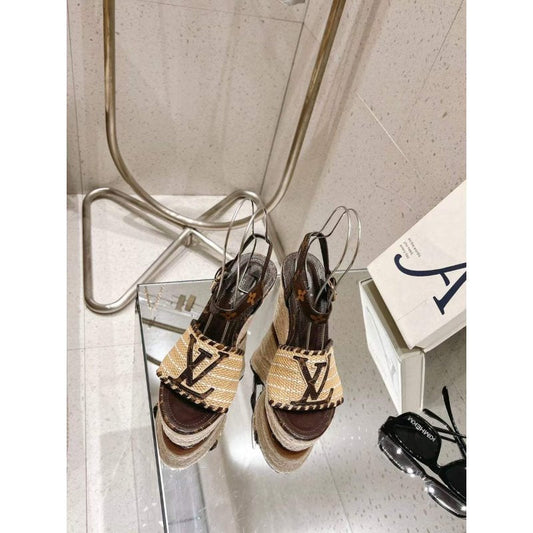 Louis Viutton Woven Wedge Sandals SH010451