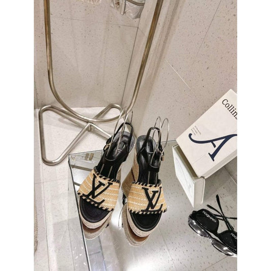 Louis Viutton Woven Wedge Sandals SH010452