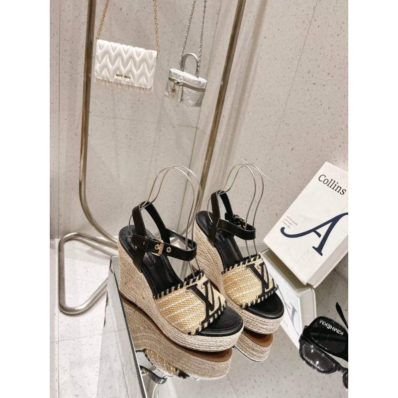 Louis Viutton Woven Wedge Sandals SH010452