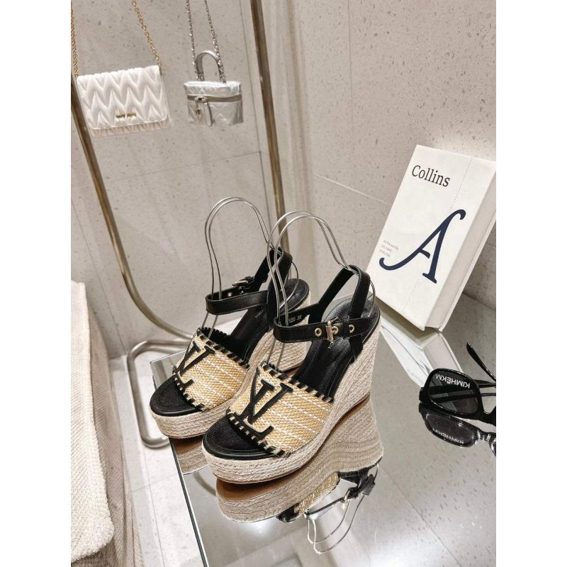 Louis Viutton Woven Wedge Sandals SH010452