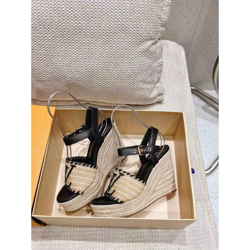 Louis Viutton Woven Wedge Sandals SH010452