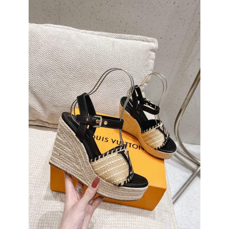 Louis Viutton Woven Wedge Sandals SH010452