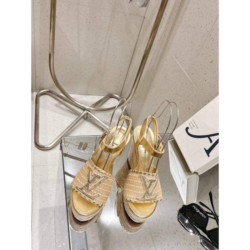Louis Viutton Woven Wedge Sandals SH010453