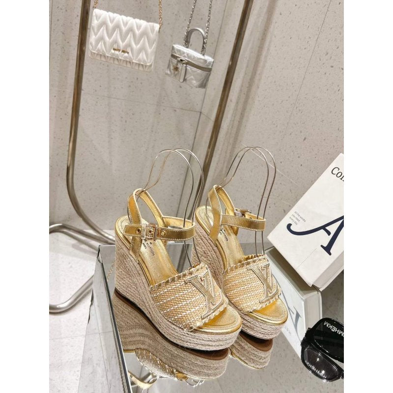 Louis Viutton Woven Wedge Sandals SH010453
