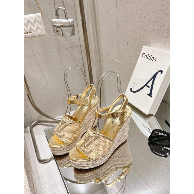 Louis Viutton Woven Wedge Sandals SH010453