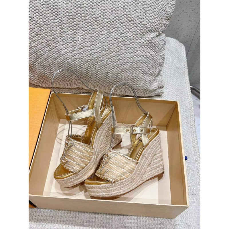 Louis Viutton Woven Wedge Sandals SH010453